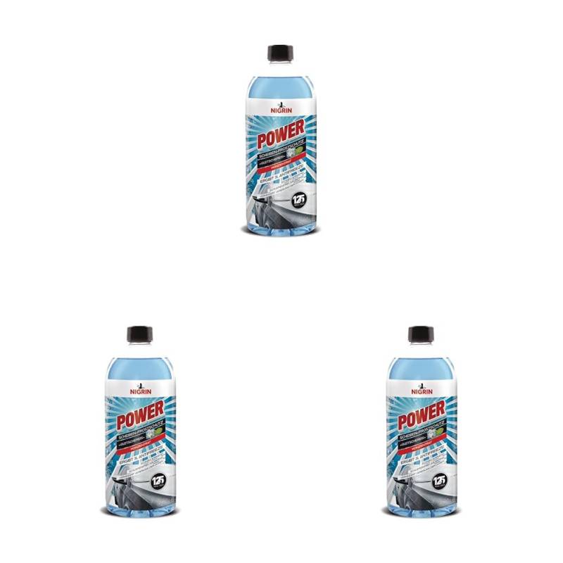 NIGRIN Scheiben-Frostschutz Power Konzentrat -52°, schnellwirkend, schlierenfrei und verhindert erneutes Einfrieren, blau, 1 Liter (Packung mit 3) von NIGRIN