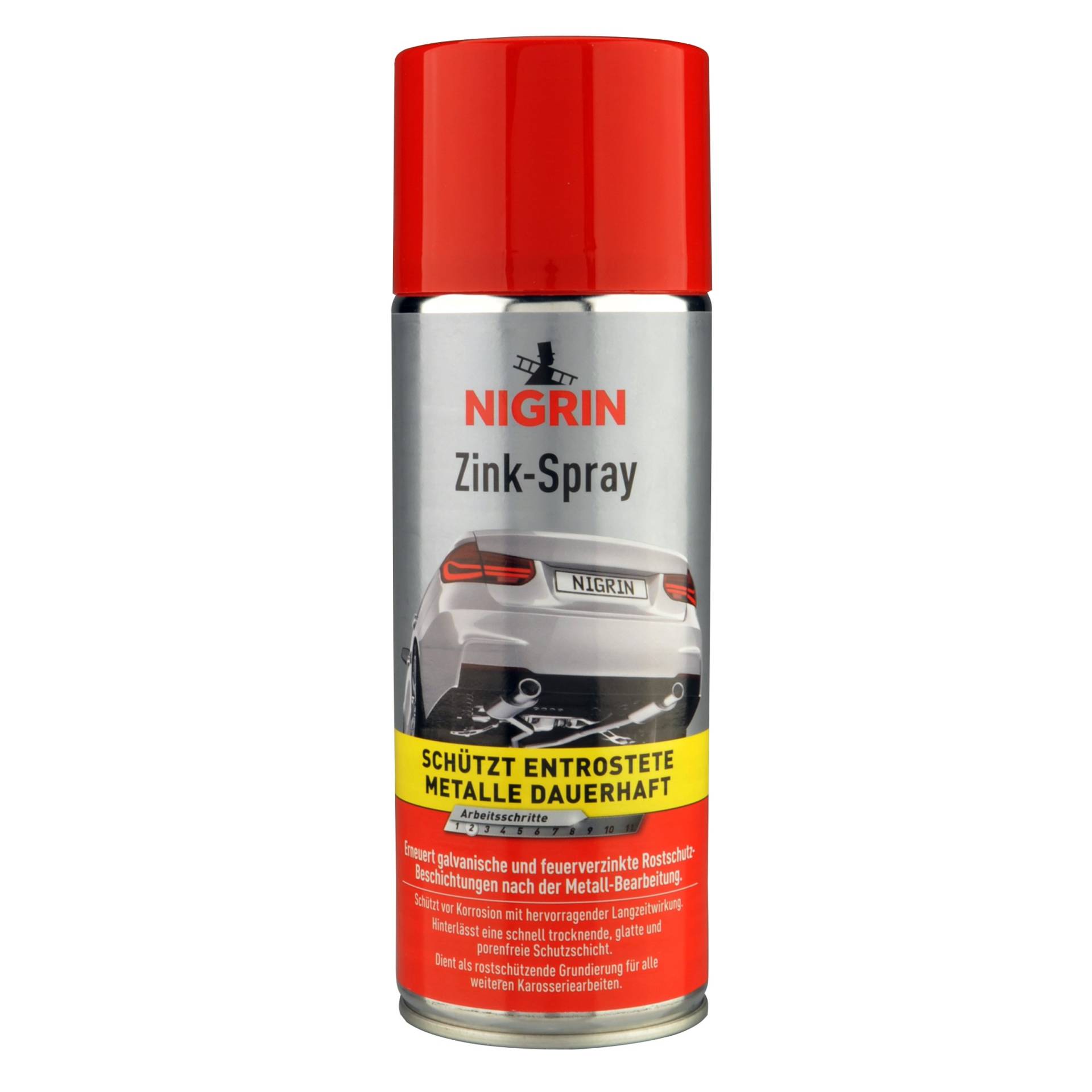 NIGRIN Zinkspray, 400 ml, erneuert die Rostschutz-Beschichtung nach der Metall-Bearbeitung, langanhaltender Rostschutz, schnell trocknend von NIGRIN