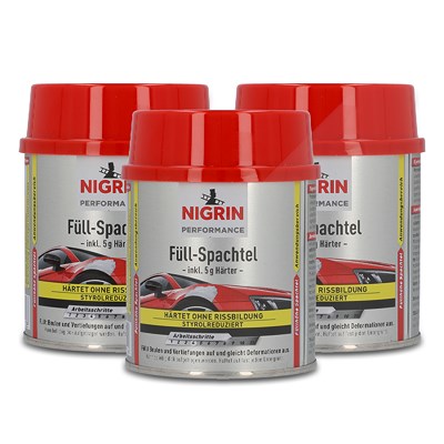 Nigrin 3x 250 g PERFORMANCE Füllspachtel 245 g + 5 g Härter [Hersteller-Nr. 72110] von NIGRIN