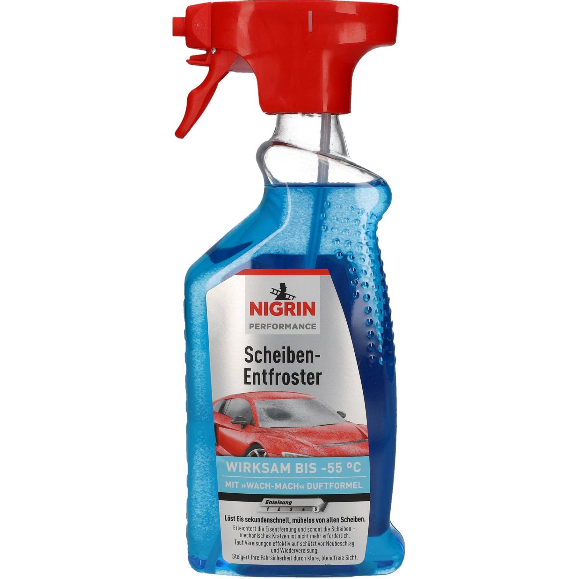 NIGRIN Scheiben-Entfroster 500ml Sprühflasche, Scheiben-Enteiser-Spray, Pumpzerstäuber, wirksam bis -55° C, verhindert Wiedervereisung von NIGRIN