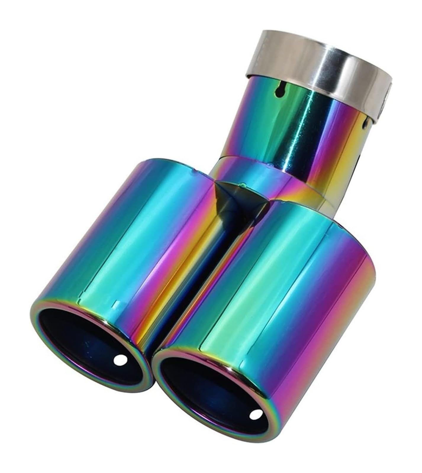 Auto Auspuff Endrohr Auspuffspitzen-Schalldämpfer Auspuffendrohr Endrohr Universal-Edelstahl-Doppelauslass-Schalldämpfer Auspuff-Endrohr(Multicolor,54MM) von NIKISO