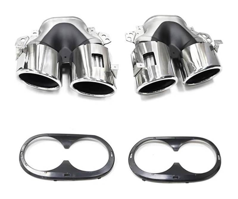 Auto Auspuff Endrohr Für M&ercedes Für B&enz A-Klasse W177 A35 A200 A180 A45 Quad-Auto-Auspuffspitze Heckstoßstange Schalldämpfer Header Abgasanlage Heckkehle(Silver B) von NIKISO