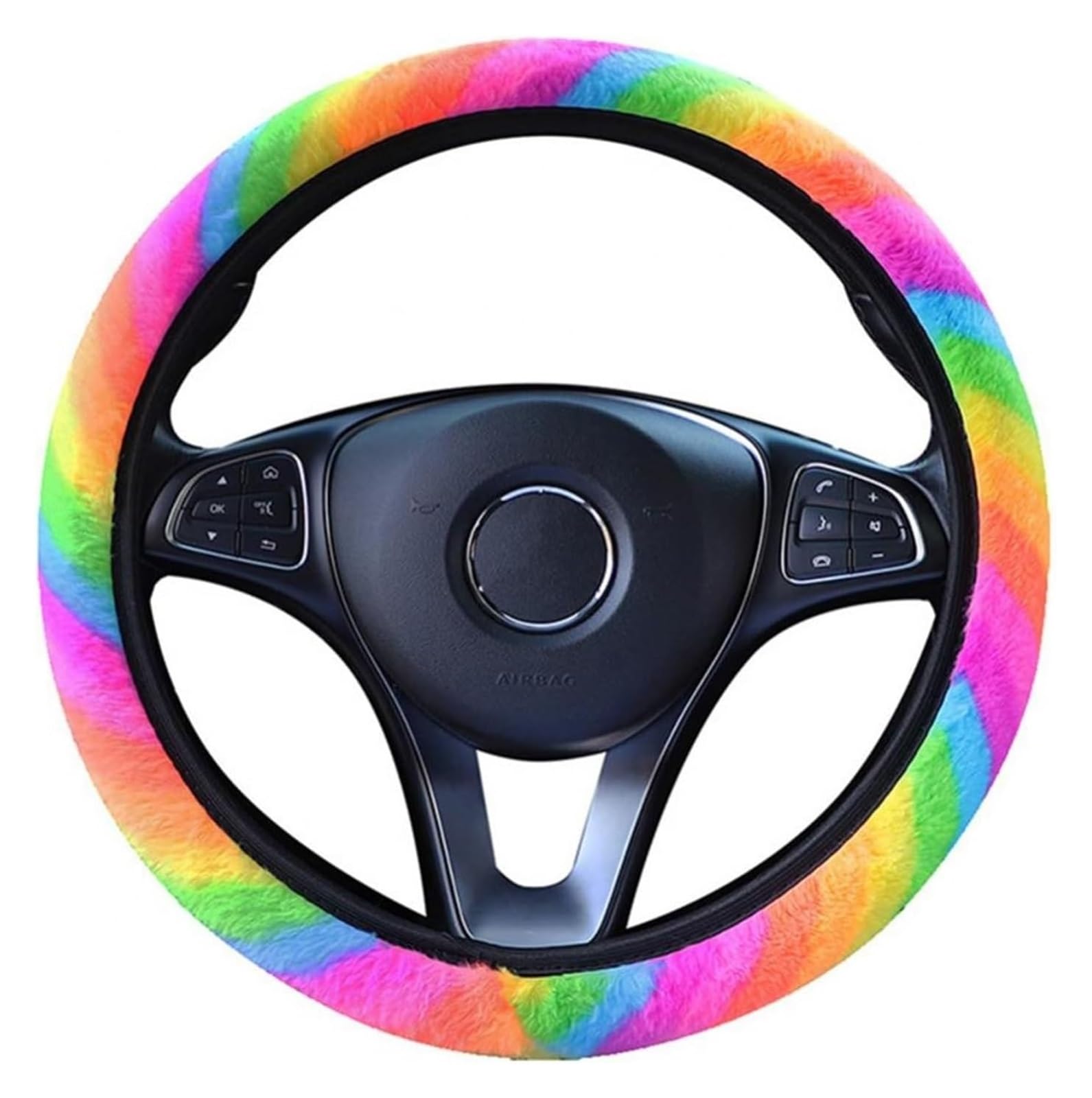 Lenkradabdeckung Für 1/2PCS Regenbogen Farbe Fluff Innen Dekoration Abdeckung Auto Lenkrad Abdeckungen Lenkrad Schutz(Style C 1pc) von NIKISO