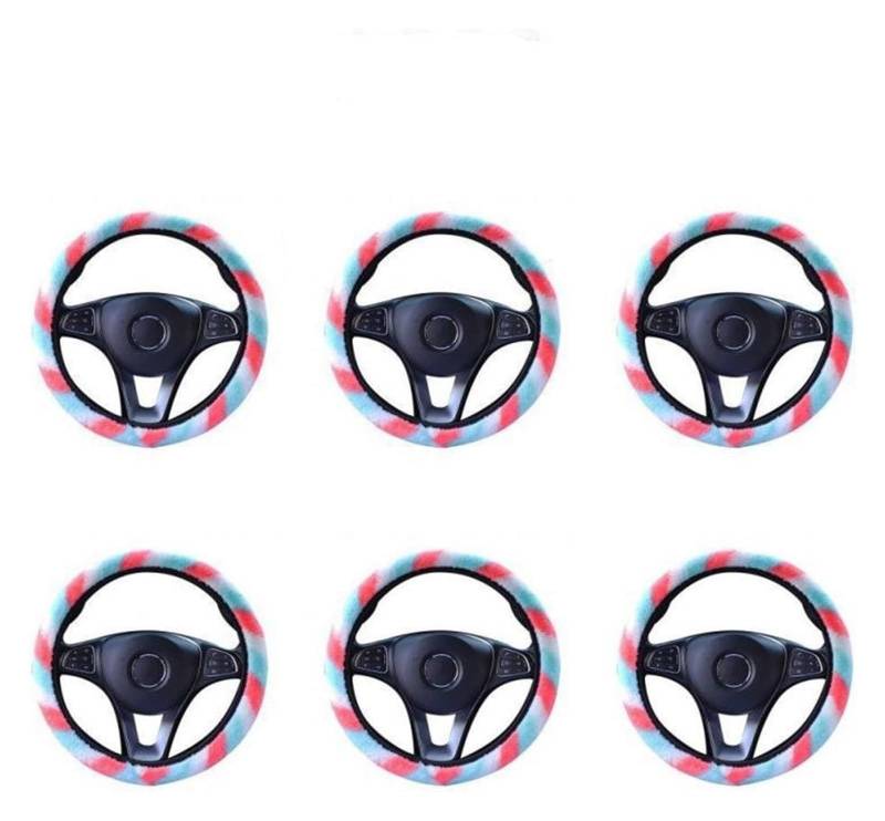 Lenkradabdeckung Für 1~10 STÜCKE Bunte Plüsch Elastische Radabdeckung Universal Winterwärmer Lenkradabdeckung Lenkradschutz(Style B 6pcs) von NIKISO