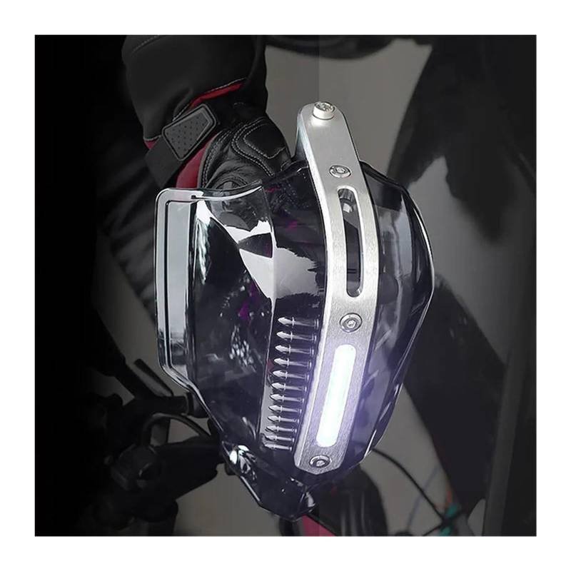 Motorrad Handschutz Für A&prilia Für Tuono V4 Für Dorsoduro V4 Für Shiver Rsv4 Handschutz Schutz Windschutzscheibe Mit Licht Hand Guards Schutz(Black-White Light) von NIKISO