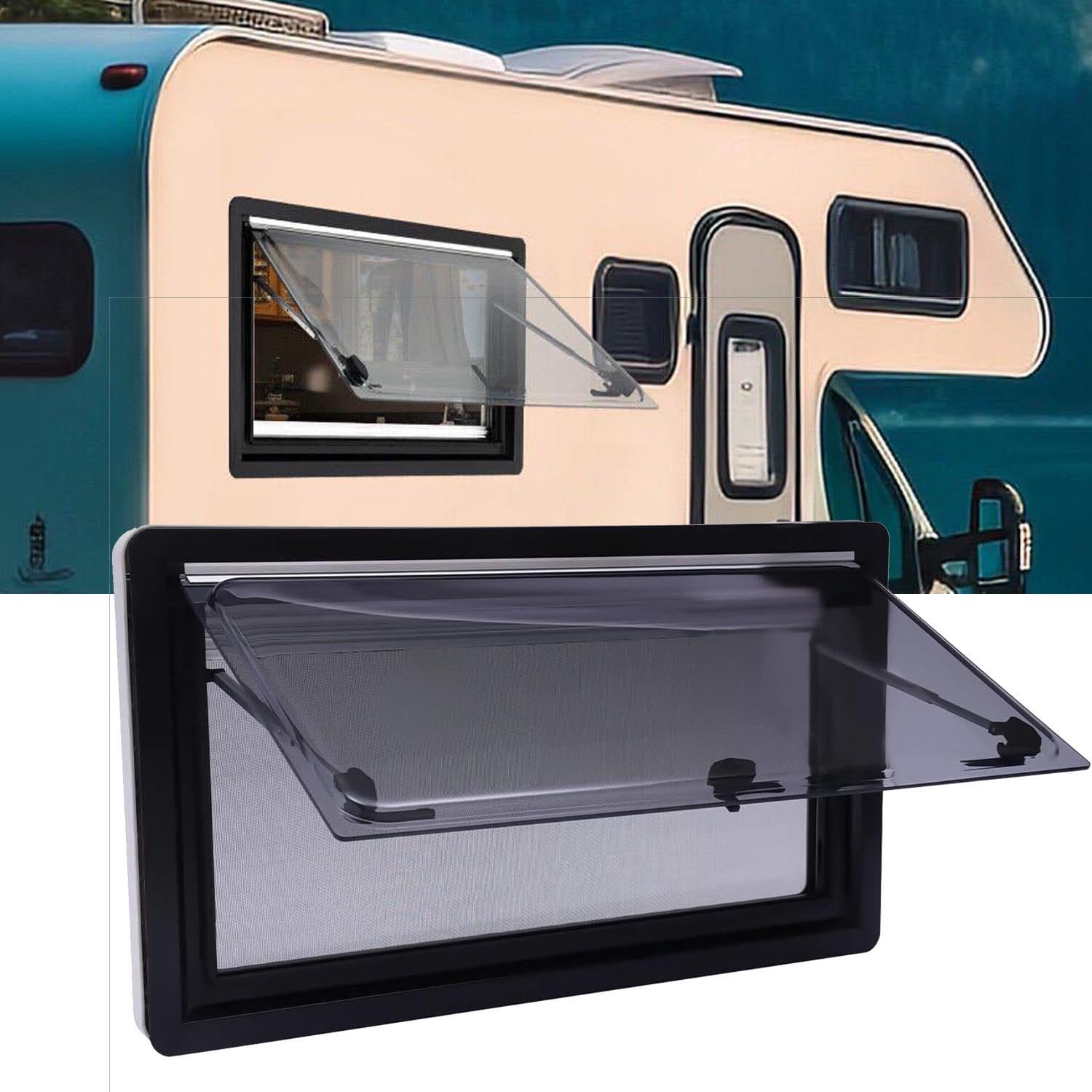 Ausstellfenster Wohnmobilfenster Seitenfenster Wohnmobil Fenster mit integriertem Rollo und Fliegengitter RV Externes Push Fenster für Wohnwagen Wohnmobile, Camper,1000 x 800mm von NIKSHI