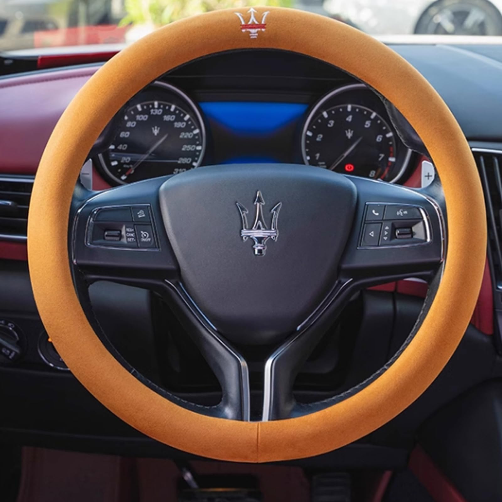 Auto-Lenkradabdeckung für Maserati GranCabrio 2010-2020 Autozubehör Innenraumdekoration Modifikationszubehör,Yellow von NINOMA