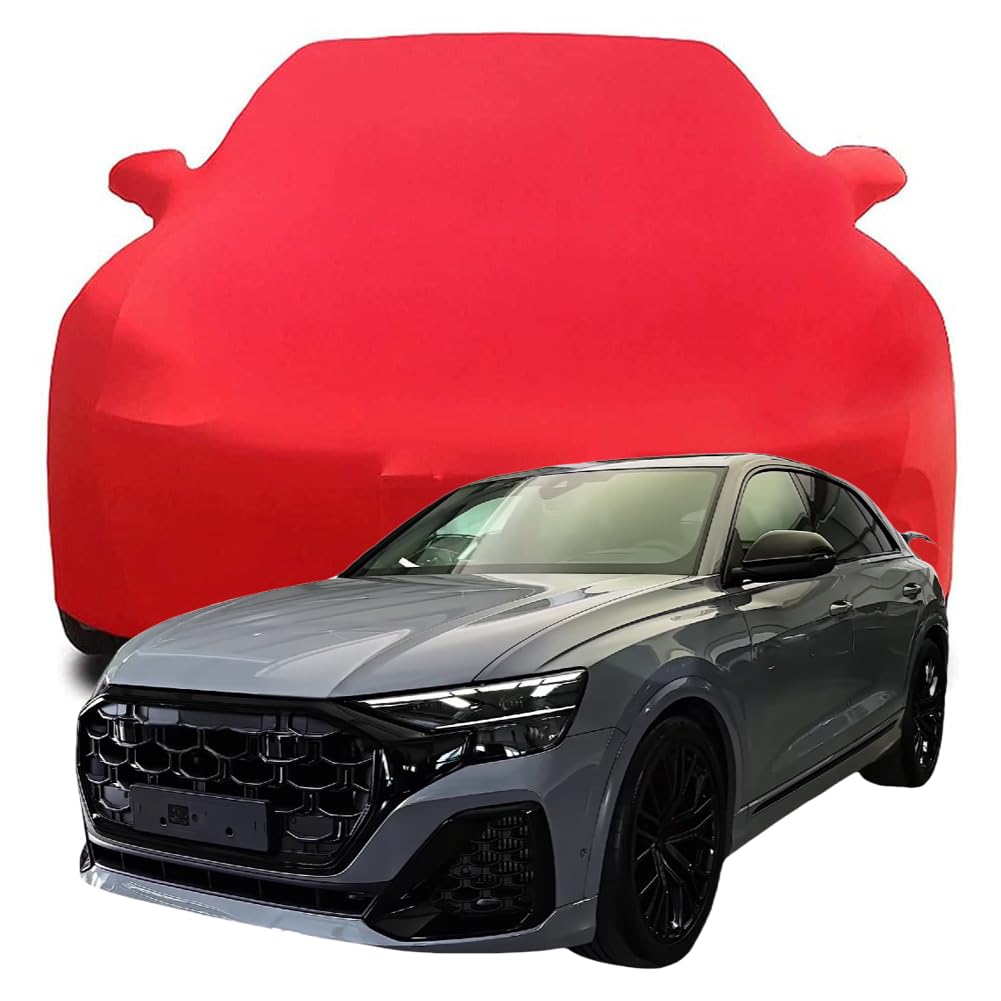 Auto Abdeckung für Audi RSQ8 Ultra Luxury Sport SUV, Indoor Schutz Elastisch Atmungsaktiv Staubschutz Weich Stretch Stoff Autoabdeckung,Red von NINQ