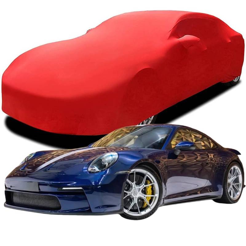 Auto Abdeckung für Porsche 911 GT3 Touring 992, Indoor Schutz Elastisch Atmungsaktiv Staubschutz Weich Stretch Stoff Autoabdeckung,Red von NINQ