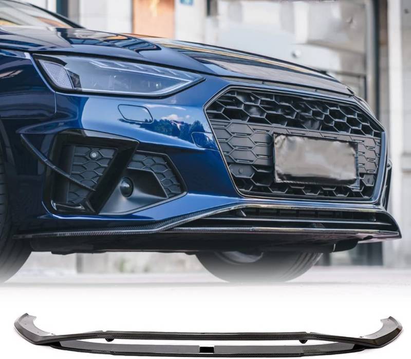 Auto Frontspoiler für A-UDI A4 B9 S-LINE S4 Sedan 4-Door 2020-2021, Kohlefaser-Look Frontspoiler, Wasserdicht, Verschleißfest, Stoßstangenverkleidung von NINQ