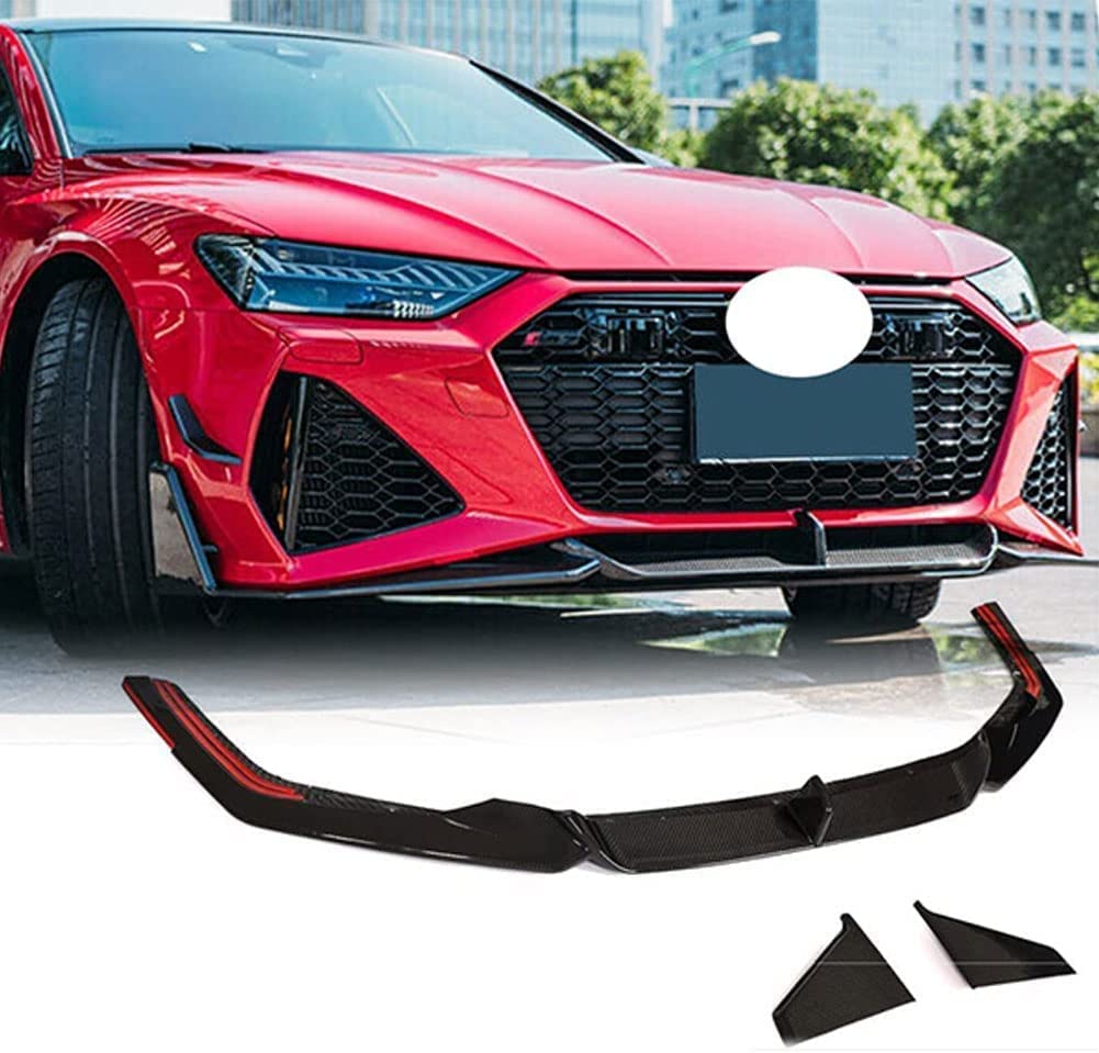 Auto Frontspoiler für A-UDI RS7 2020-2021 Sportback Hatchback 4-Door, Kohlefaser-Look Frontspoiler, Wasserdicht, Verschleißfest, Stoßstangenverkleidung von NINQ