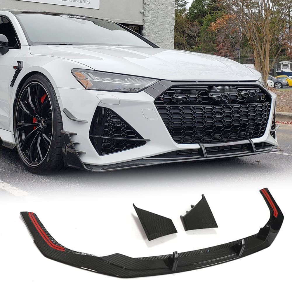 Auto Frontspoiler für A-UDI RS7 C8 Sportback 4-Door 2020-2022, Kohlefaser-Look Frontspoiler, Wasserdicht, Verschleißfest, Stoßstangenverkleidung von NINQ