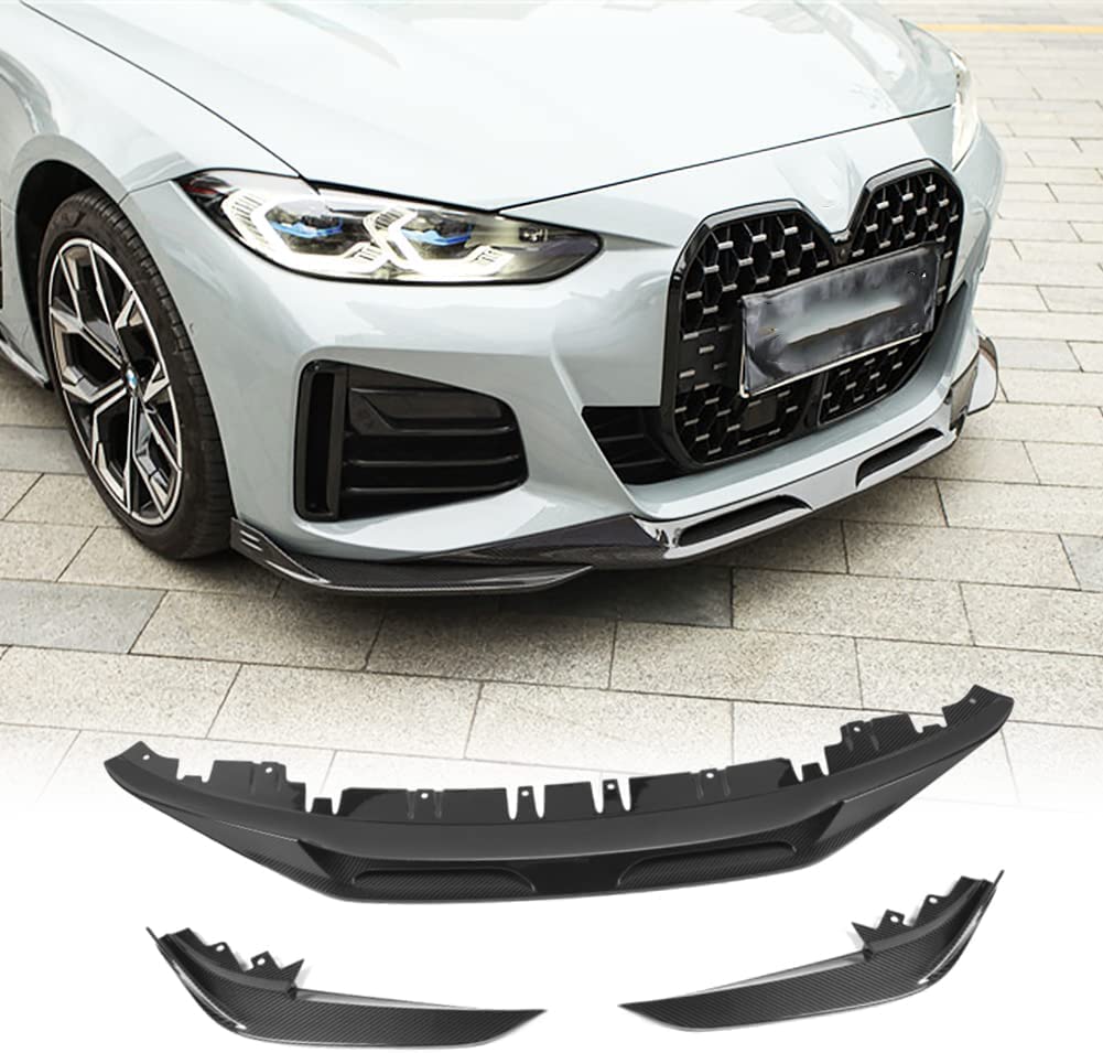 Auto Frontspoiler für B-MW 4 Series G26 440i Gran Coupe M Sport Hatchback 4-Door 2021-2022, Kohlefaser-Look Frontspoiler, Wasserdicht, Verschleißfest, Stoßstangenverkleidung von NINQ