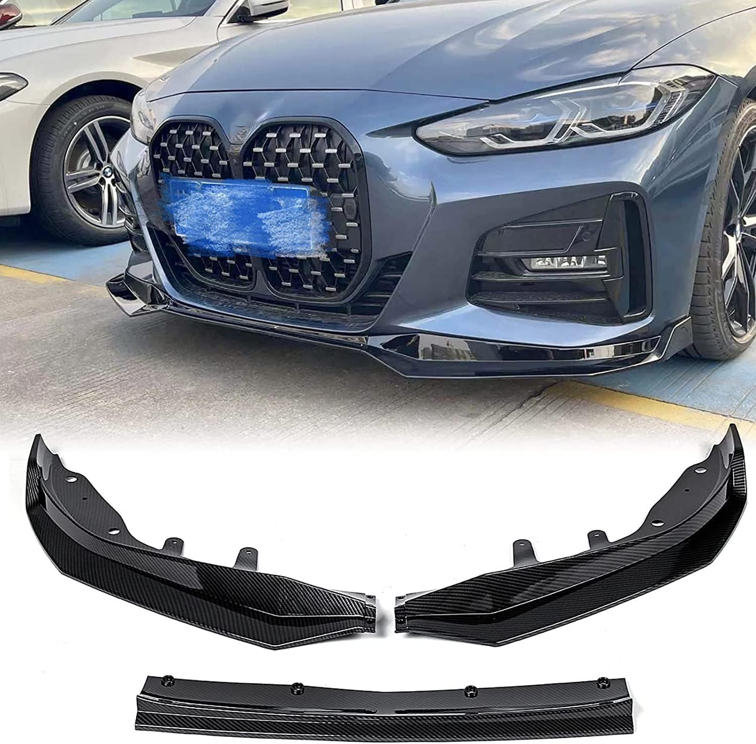 Auto Frontspoiler für B-MW G22 G23 m440i 4 Series 2020, Kohlefaser-Look Frontspoiler, Wasserdicht, Verschleißfest, Stoßstangenverkleidung,A-Carbon-Fiber-Look von NINQ