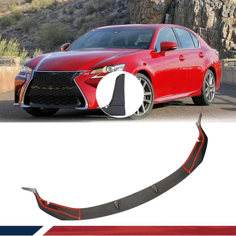 Auto Frontspoiler für L-EXUS GS F-Sport Base Sedan 2016-2019, Kohlefaser-Look Frontspoiler, Wasserdicht, Verschleißfest, Stoßstangenverkleidung von NINQ