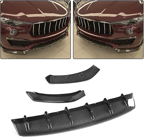 Auto Frontspoiler für M-aserati Levante Base S Sport 2016-2018, Kohlefaser-Look Frontspoiler, Wasserdicht, Verschleißfest, Stoßstangenverkleidung,Front Lip + Front Splitters von NINQ