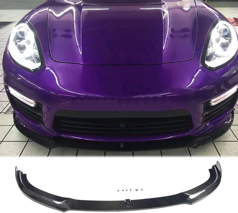 Auto Frontspoiler für P-orsche Panamera 970 GTS Turbo S Hatchback 2014-2016, Kohlefaser-Look Frontspoiler, Wasserdicht, Verschleißfest, Stoßstangenverkleidung von NINQ