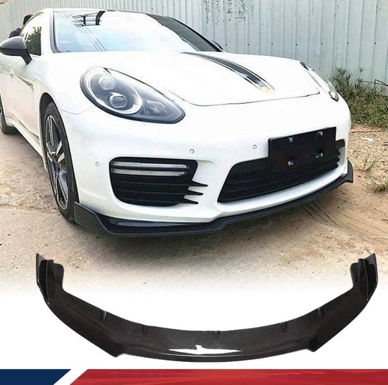 Auto Frontspoiler für P-orsche Panamera 970 Gts Turbo S Hatchback 2014-2016, Kohlefaser-Look Frontspoiler, Wasserdicht, Verschleißfest, Stoßstangenverkleidung von NINQ