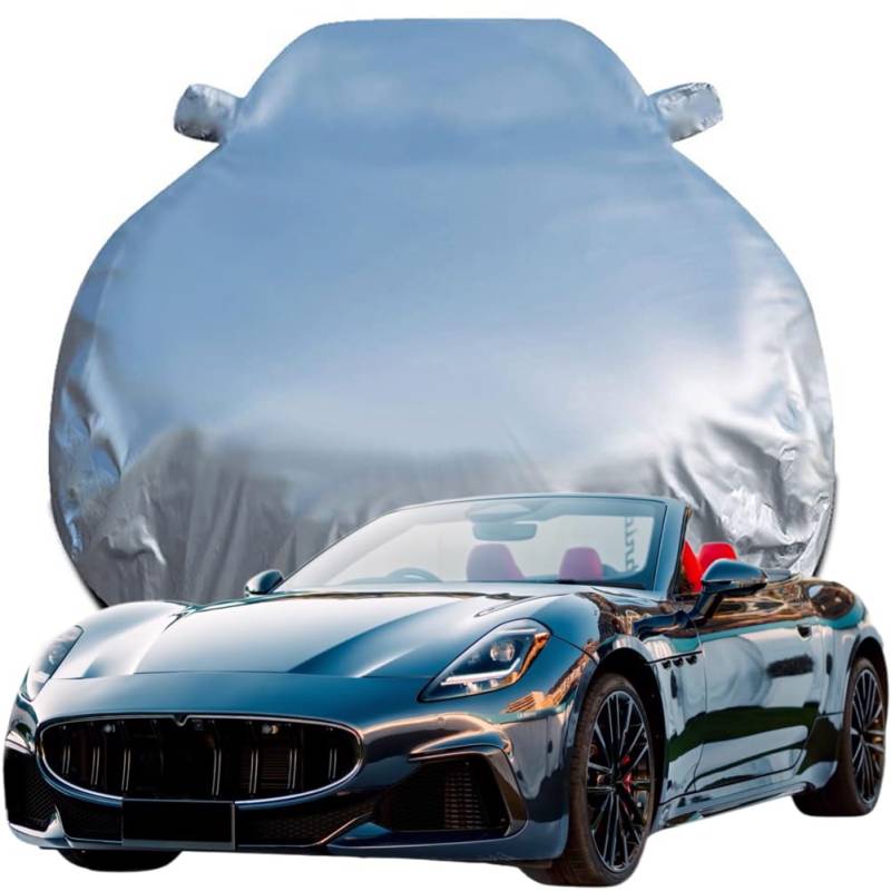 Autoabdeckung Kompatibel für Maserati GranCabrio Trofeo, Schnee/Kratzfest/Uv-Schutz Alles Wetter Oxford Schutzplane,Silver von NINQ