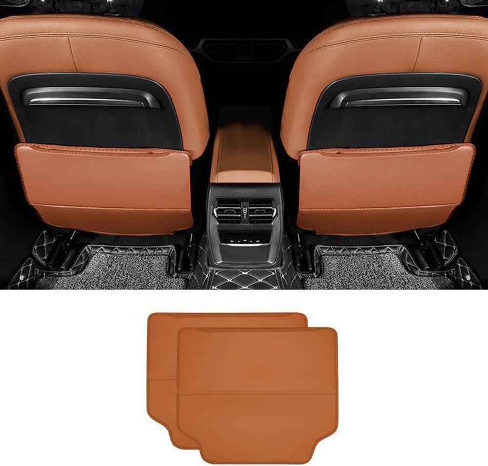 NINQ 2 Stück Auto Rücksitz Anti Kick Pad für Peugeot 4008 408 5008 208 208L e2008, Rückenlehnenschutz wasserdichte Leder Mit Taschen Schmutzabweisend Zubehör,B-Brown von NINQ