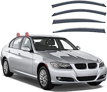 NINQ 4 StüCk Auto Windabweiser für B-MW 3 Series i E90 2005-2010, Autofenster Regenschutz Sonnenschutz Regenabweiser Anklebbare Deflektoren Guard Zubehör von NINQ