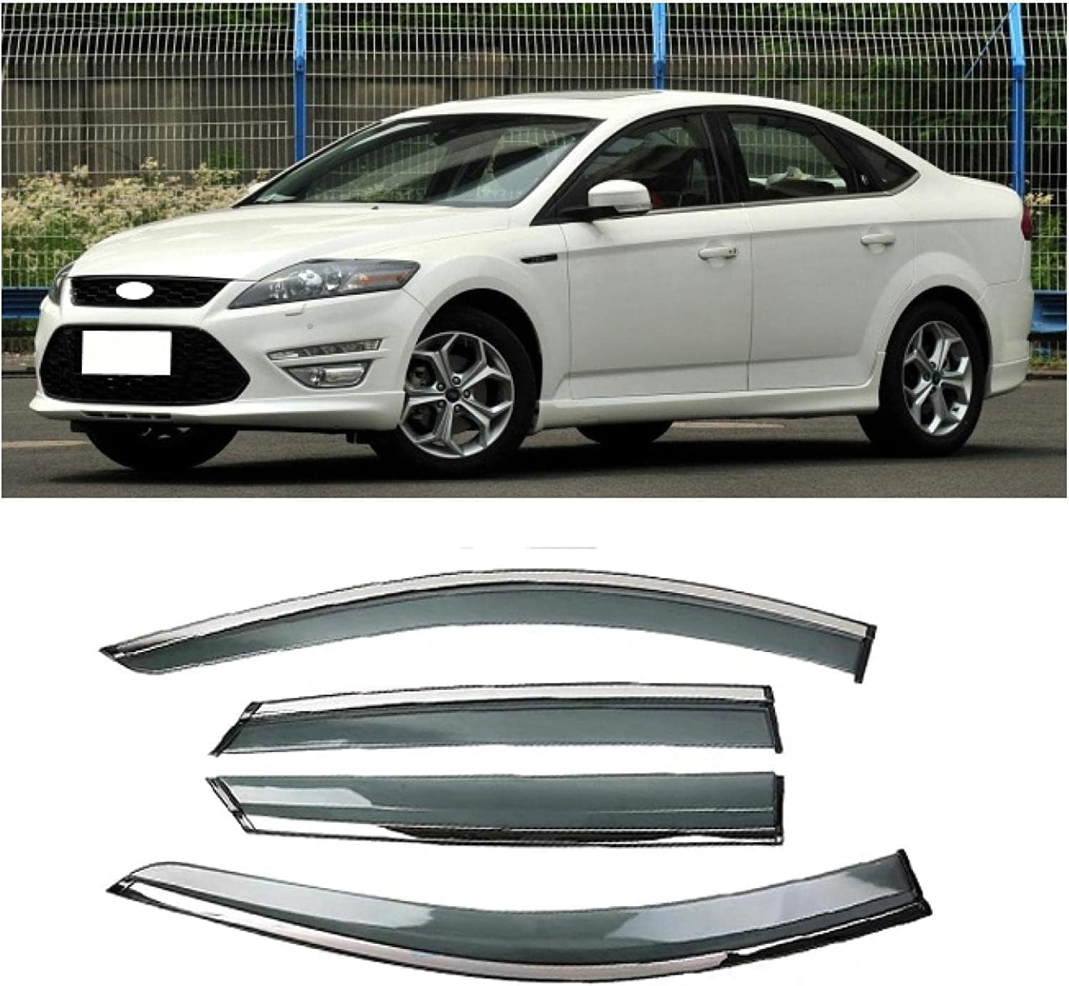 NINQ 4 StüCk Auto Windabweiser für F-ord Mondeo CHIA-X 2011-2012, Autofenster Regenschutz Sonnenschutz Regenabweiser Anklebbare Deflektoren Guard Zubehör von NINQ