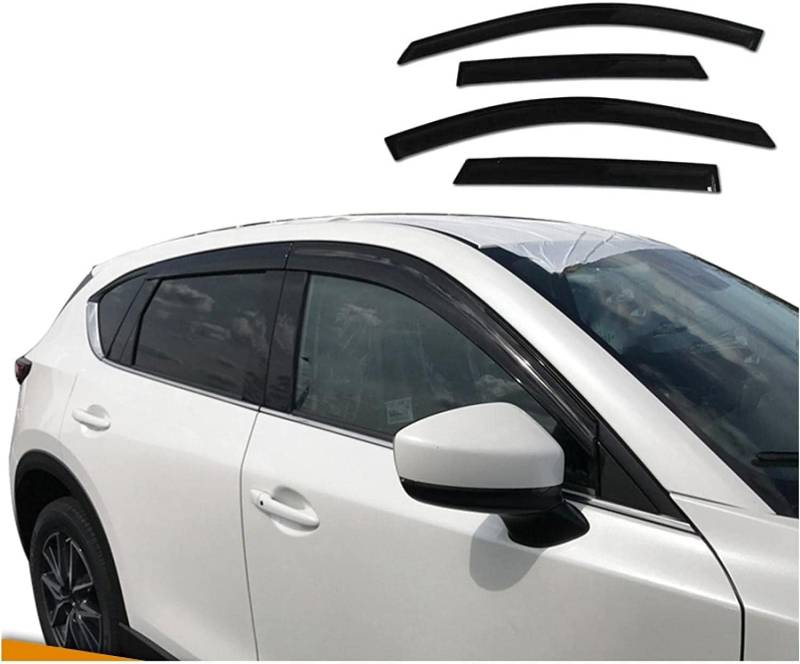 NINQ 4 StüCk Auto Windabweiser für M-azda CX-5 CX5 2017-2021, Autofenster Regenschutz Sonnenschutz Regenabweiser Anklebbare Deflektoren Guard Zubehör von NINQ