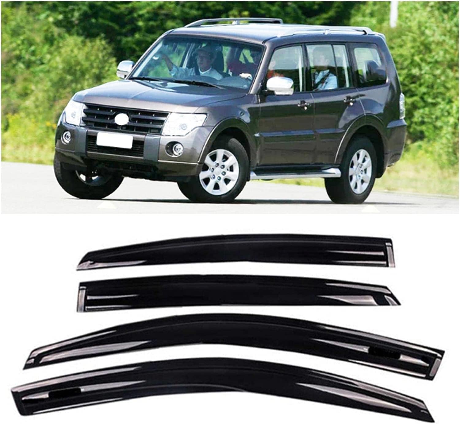 NINQ 4 StüCk Auto Windabweiser für M-itsubishi Pajero 2008-2011, Autofenster Regenschutz Sonnenschutz Regenabweiser Anklebbare Deflektoren Guard Zubehör von NINQ