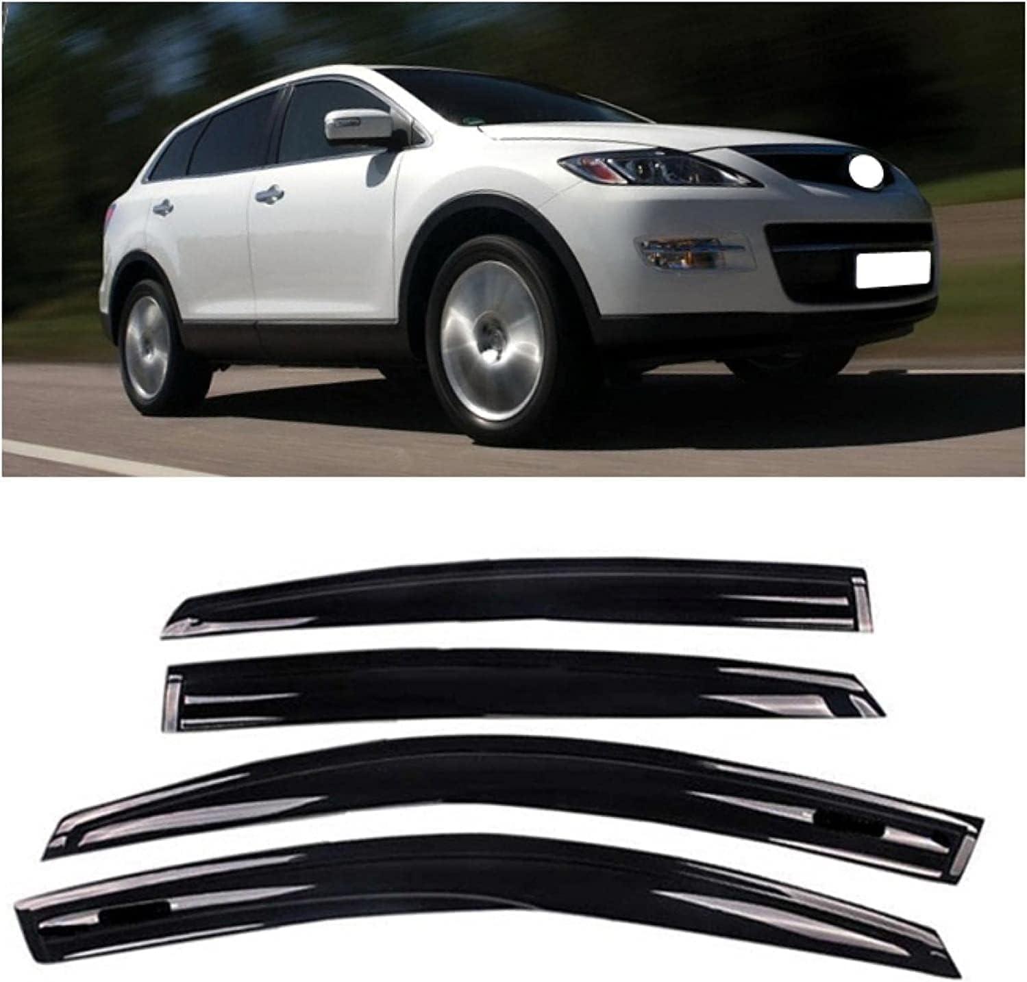 NINQ 4 Stück Auto Windabweiser für Mazda cx-9 2007-2009, Auto Fenstervisiere Regenschutz Wind Regenschutz Vent Shades Guard Deflector von NINQ