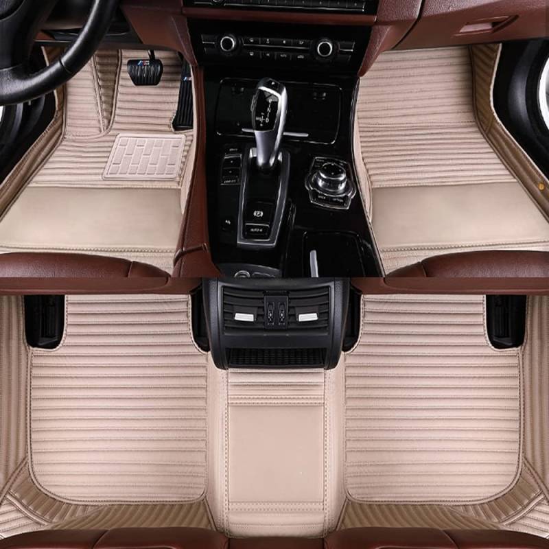 NINQ Auto Fußmatten für Peugeot 2008 2014-2019, Bodenmatte Leder Anti-Rutsch Wasserdicht Allwetter Automatten Protect Zubehör,B-Beige von NINQ