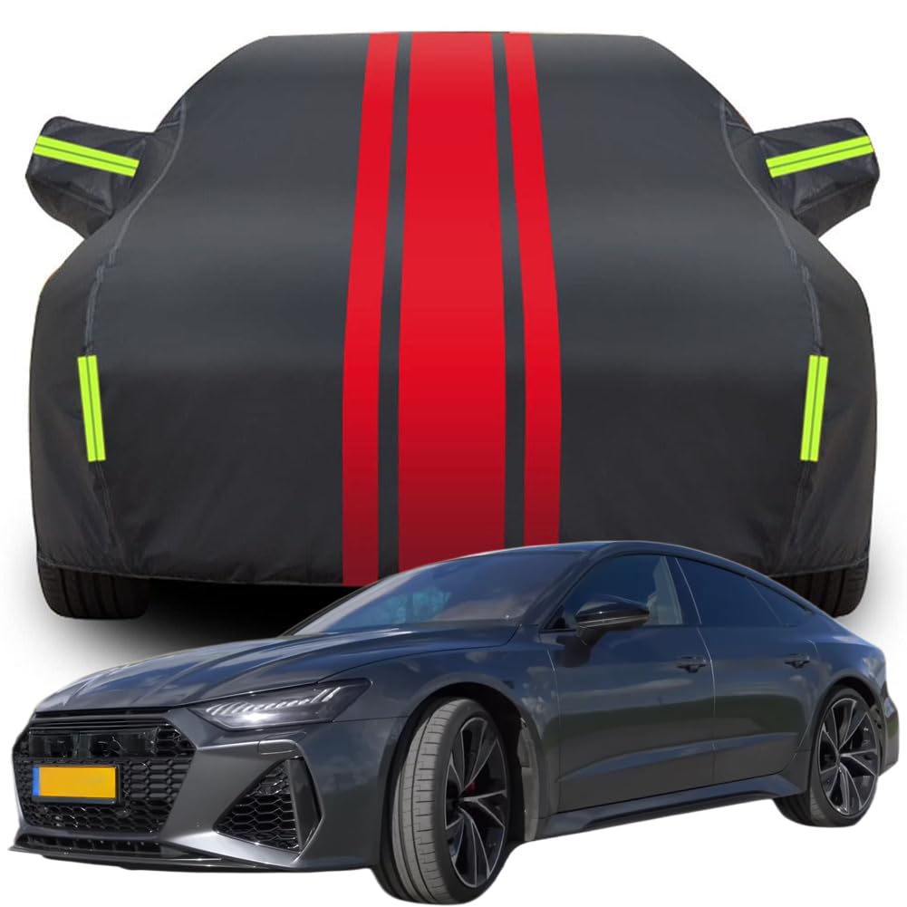 Vollgarage Autoabdeckung für Audi RS7 C8, Wasserdicht/Kratzfest/Uv-Schutz Autoplanen Garagen Hagelschutzplane,A-Black-Red von NINQ