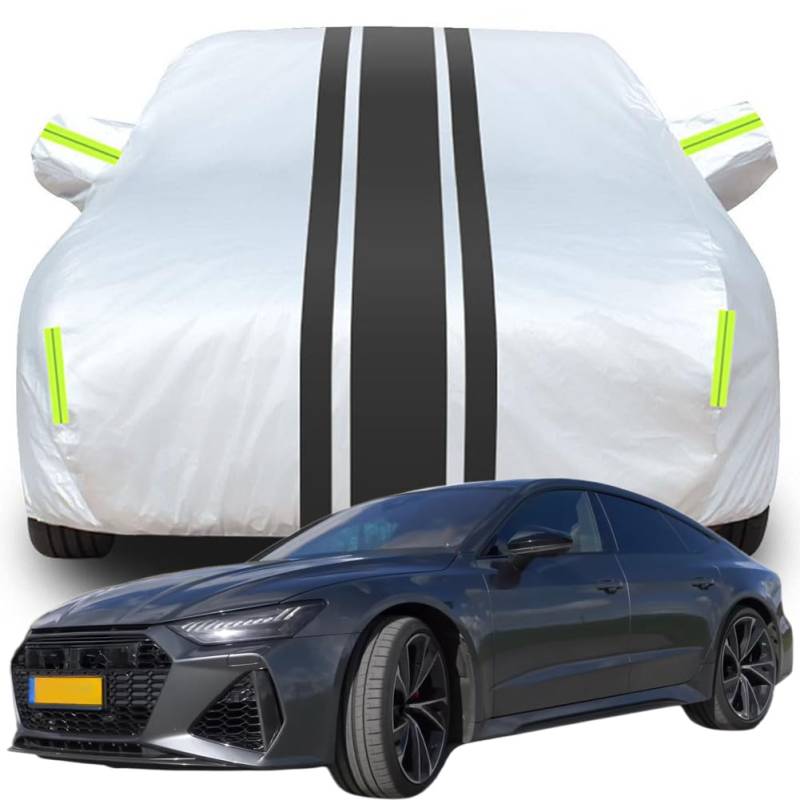 Vollgarage Autoabdeckung für Audi RS7 C8, Wasserdicht/Kratzfest/Uv-Schutz Autoplanen Garagen Hagelschutzplane,B-Silver-Black von NINQ