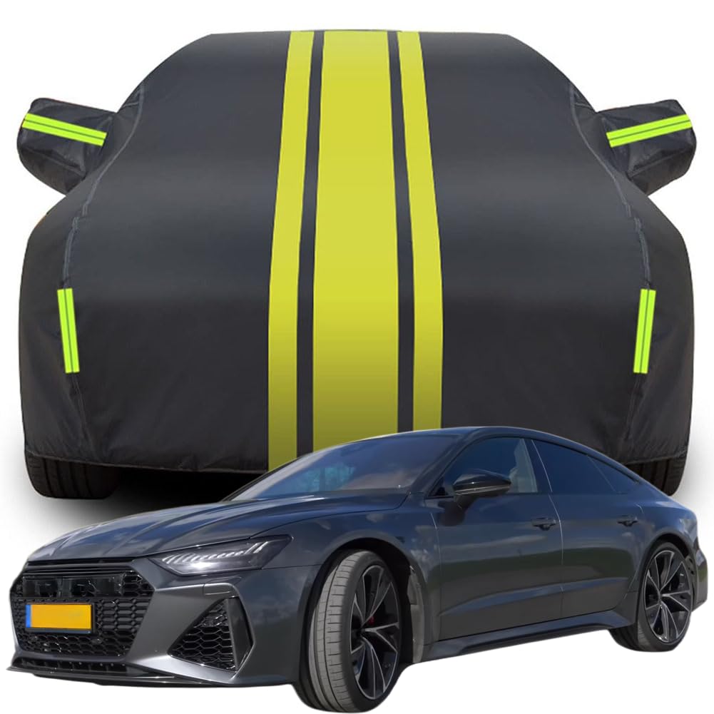 Vollgarage Autoabdeckung für Audi RS7 C8, Wasserdicht/Kratzfest/Uv-Schutz Autoplanen Garagen Hagelschutzplane,C-Black-Yellow von NINQ