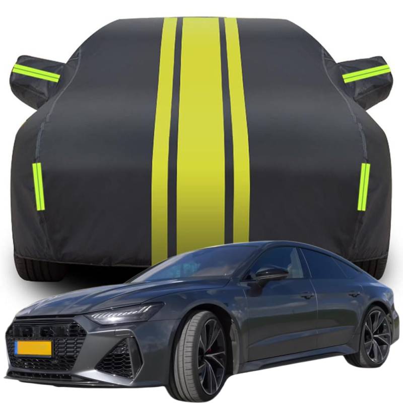 Vollgarage Autoabdeckung für Audi RS7 C8, Wasserdicht/Kratzfest/Uv-Schutz Autoplanen Garagen Hagelschutzplane,C-Black-Yellow von NINQ