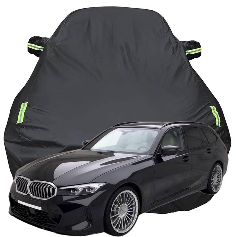 Vollgarage Autoabdeckung für BMW Alpina B3 Touring 2023 2024 2025, Schnee/Kratzfest/Uv-Schutz Oxford Autoplanen Garagen, Hagelschutzplane,Black-Plus-Cotton von NINQ