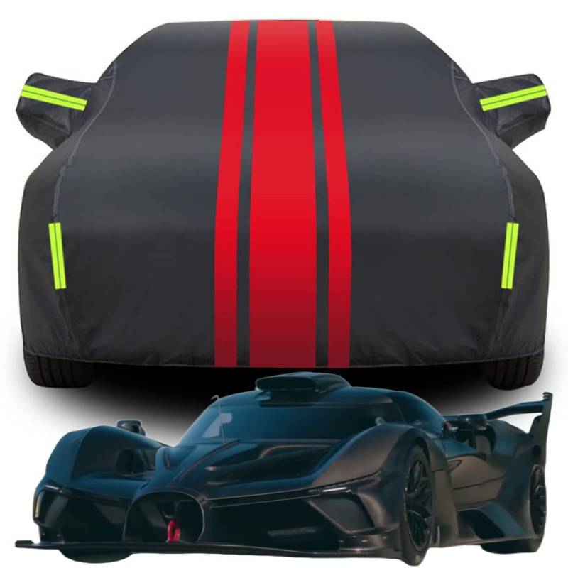 Vollgarage Autoabdeckung für Bugatti Bolide, Wasserdicht/Kratzfest/Uv-Schutz Autoplanen Garagen Hagelschutzplane,A-Black-Red von NINQ