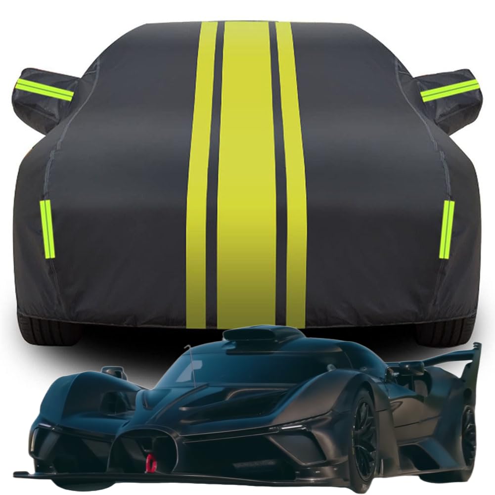 Vollgarage Autoabdeckung für Bugatti Bolide, Wasserdicht/Kratzfest/Uv-Schutz Autoplanen Garagen Hagelschutzplane,C-Black-Yellow von NINQ