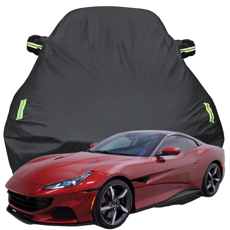 Vollgarage Autoabdeckung für Ferrari Portofino M 2022, Schnee/Kratzfest/Uv-Schutz Oxford Autoplanen Garagen, Hagelschutzplane,Black-Plus-Cotton von NINQ