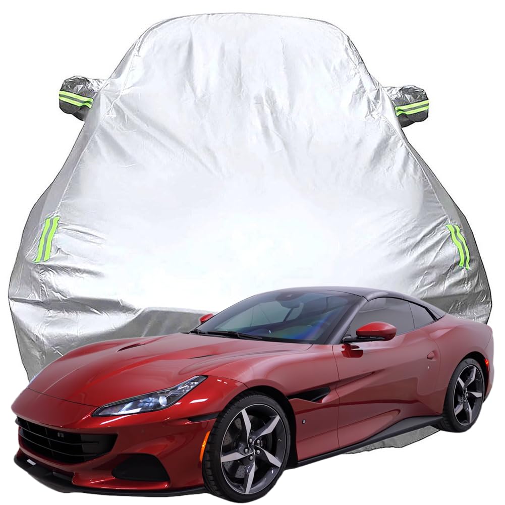 Vollgarage Autoabdeckung für Ferrari Portofino M 2022, Schnee/Kratzfest/Uv-Schutz Oxford Autoplanen Garagen, Hagelschutzplane,Silver-Plus-Cotton von NINQ