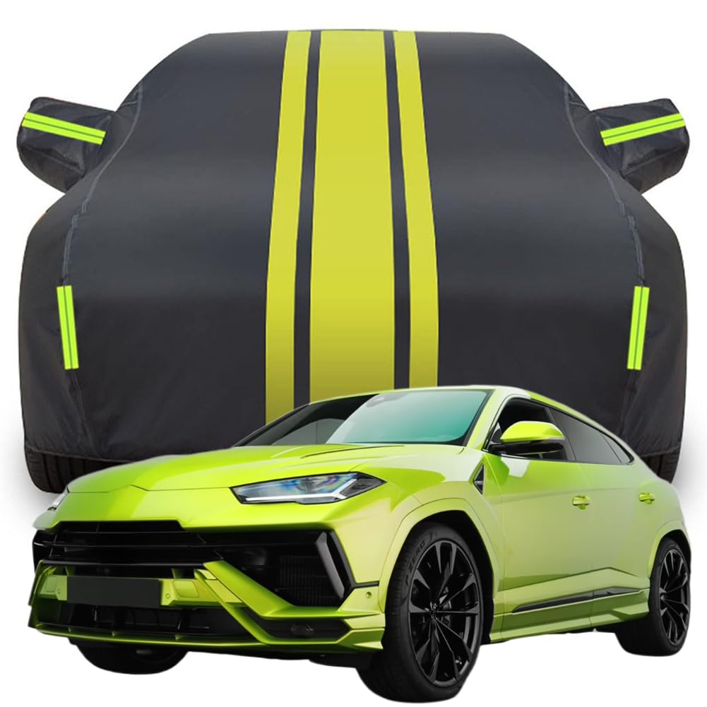 Vollgarage Autoabdeckung für Lamborghini Urus S SUV, Wasserdicht/Kratzfest/Uv-Schutz Autoplanen Garagen Hagelschutzplane,C-Black-Yellow von NINQ