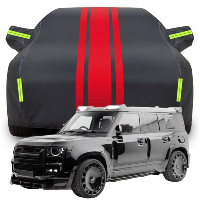 Vollgarage Autoabdeckung für Land Rover Range Rover Defender, Wasserdicht/Kratzfest/Uv-Schutz Autoplanen Garagen Hagelschutzplane,A-Black-Red von NINQ