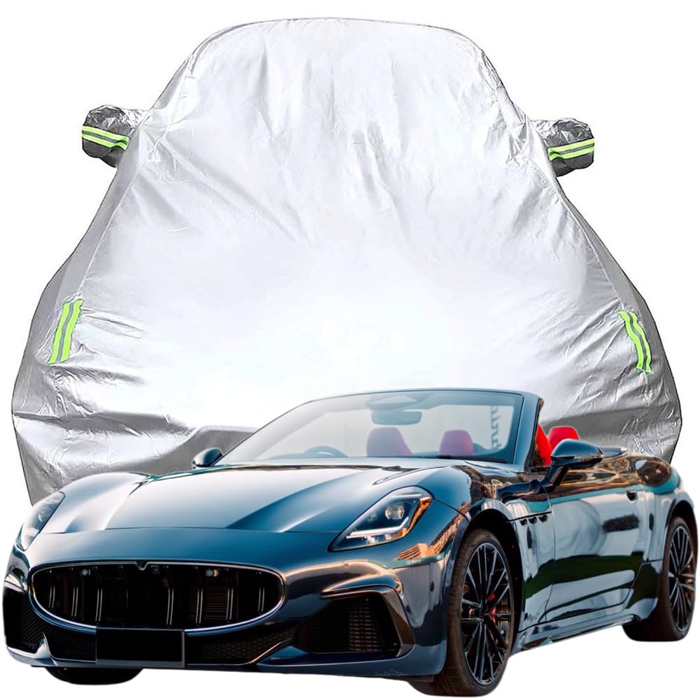 Vollgarage Autoabdeckung für Maserati GranCabrio Trofeo, Schnee/Kratzfest/Uv-Schutz Oxford Autoplanen Garagen, Hagelschutzplane,Silver-Plus-Cotton von NINQ