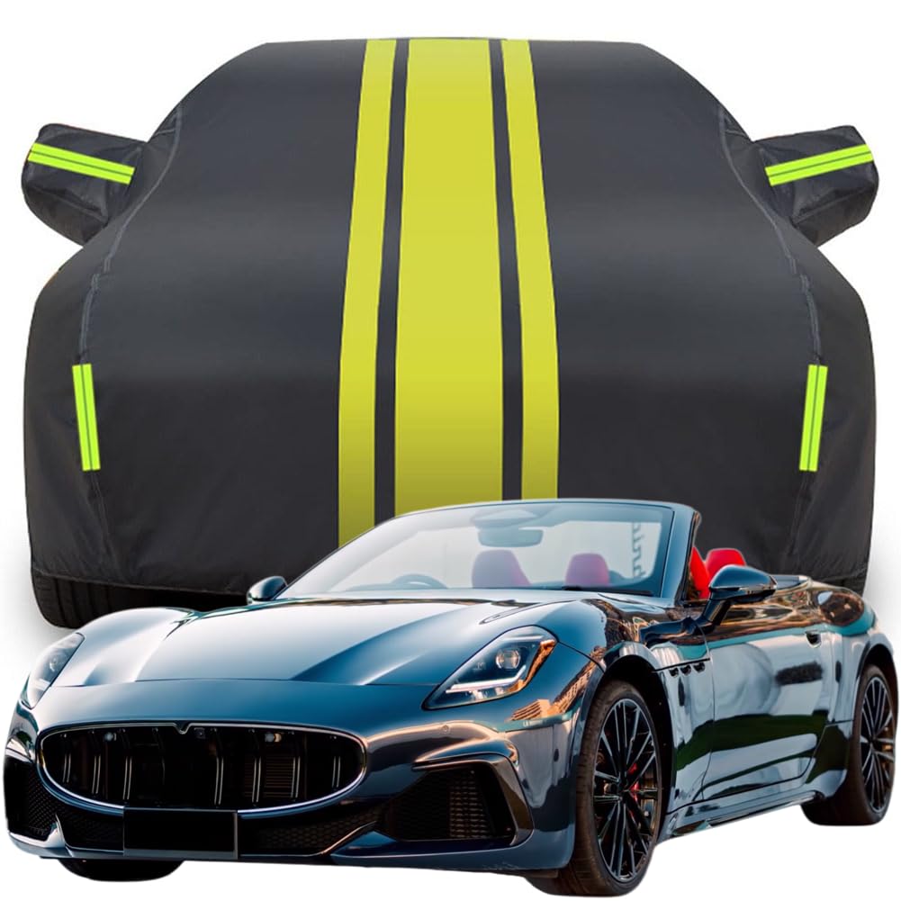 Vollgarage Autoabdeckung für Maserati GranCabrio Trofeo, Wasserdicht/Kratzfest/Uv-Schutz Autoplanen Garagen Hagelschutzplane,C-Black-Yellow von NINQ