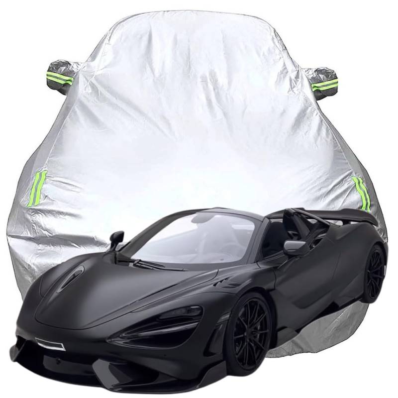 Vollgarage Autoabdeckung für Mclaren 765LT Spider 2022, Schnee/Kratzfest/Uv-Schutz Oxford Autoplanen Garagen, Hagelschutzplane,Silver-Plus-Cotton von NINQ