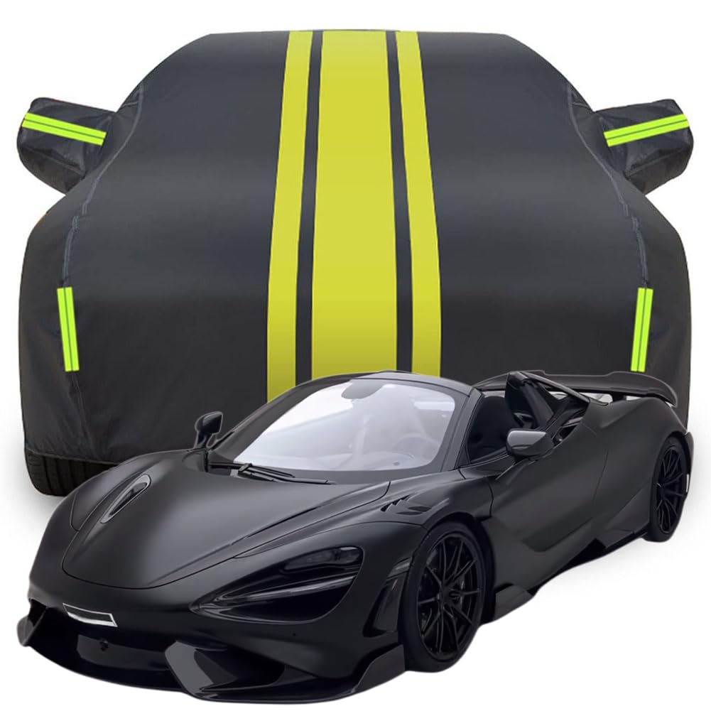 Vollgarage Autoabdeckung für Mclaren 765LT Spider 2022, Wasserdicht/Kratzfest/Uv-Schutz Autoplanen Garagen Hagelschutzplane,C-Black-Yellow von NINQ