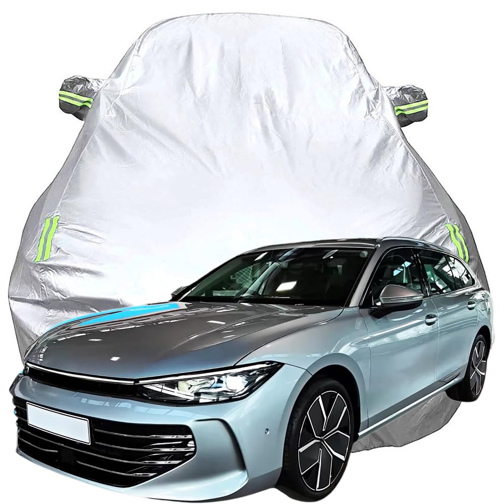 Vollgarage Autoabdeckung für Passat Wagon, Schnee/Kratzfest/Uv-Schutz Oxford Autoplanen Garagen, Hagelschutzplane,Silver-Plus-Cotton von NINQ