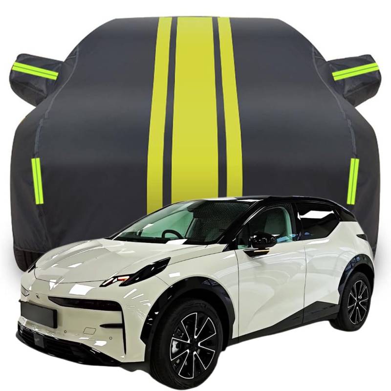 Vollgarage Autoabdeckung für ZEEKR X SUV, Wasserdicht/Kratzfest/Uv-Schutz Autoplanen Garagen Hagelschutzplane,C-Black-Yellow von NINQ