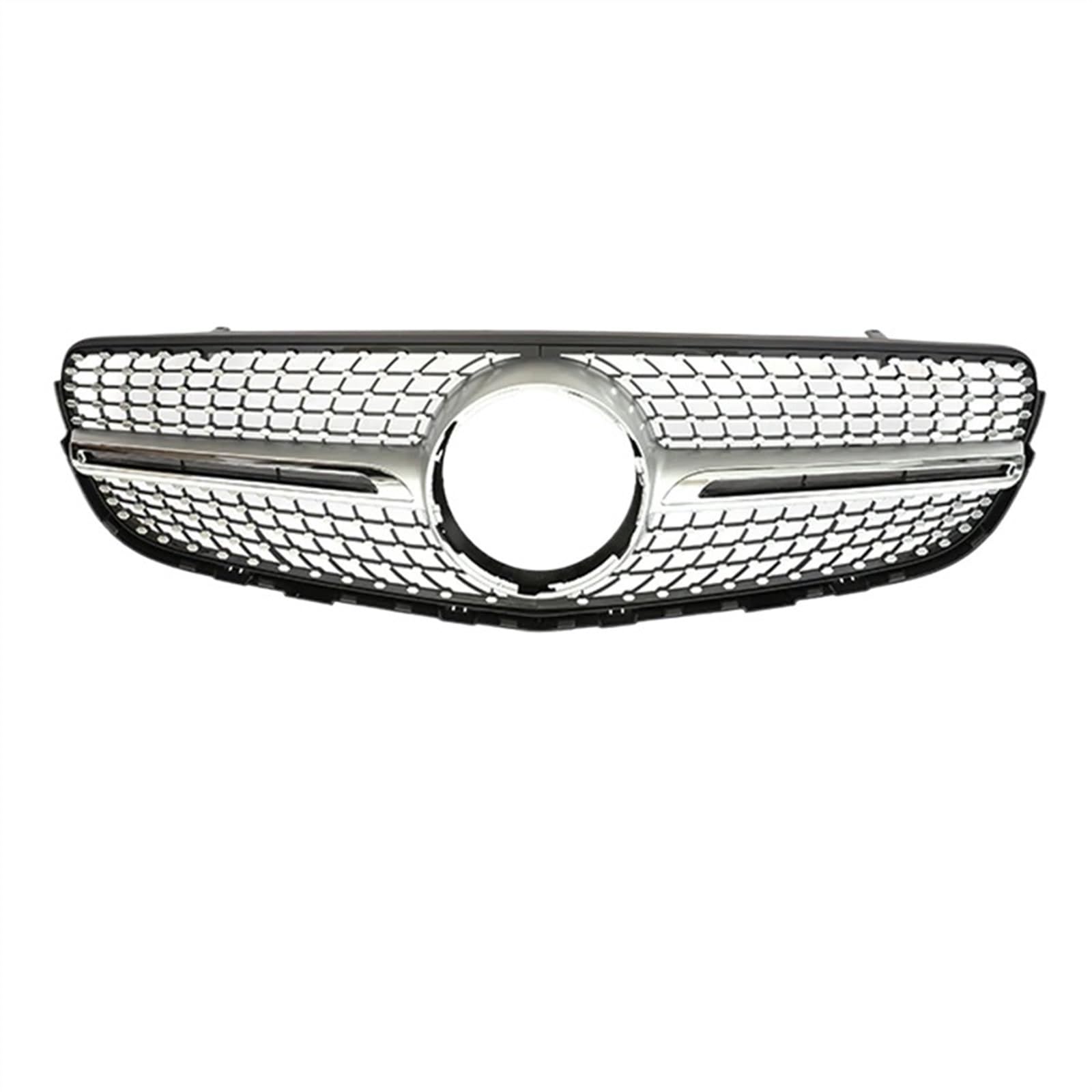 NIONGYN Auto Kühlergrill Kompatibel Mit Benz Für GLC X253 C253 260 300 2015 2016 2017 2018 2019 Auto-Frontgrill Auto-Frontkühlergrill Ersatzzubehör(Silver,Without Hole) von NIONGYN