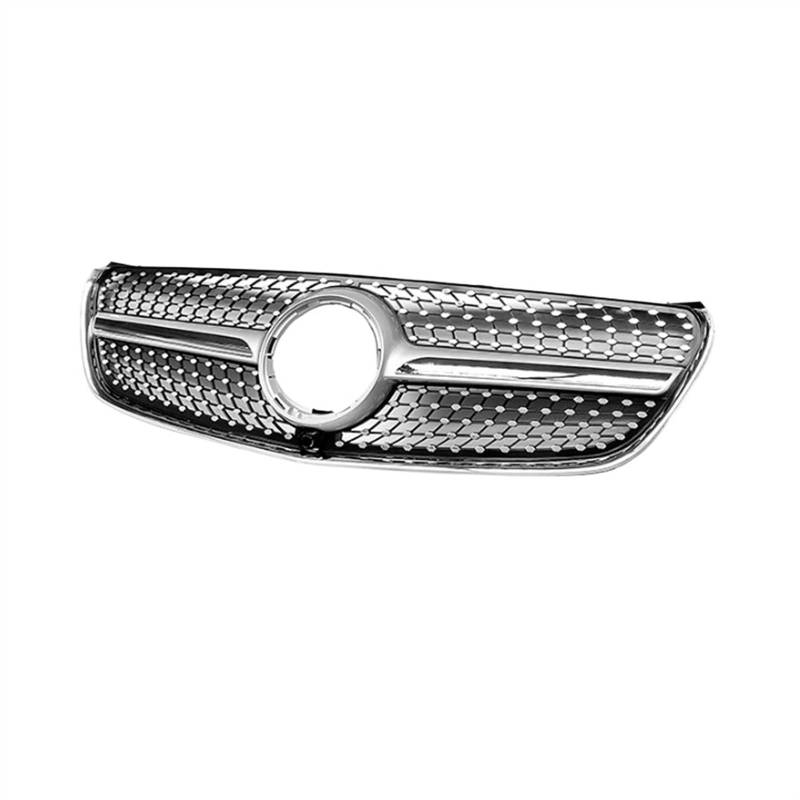 NIONGYN Auto Kühlergrill Kompatibel Mit Benz Für V-Klasse W447 2015 2016 2017 2018 2019 2020 2021 2022 2023 Auto Diamant-Stil Frontstoßstangengrill Haubengrill Tuning(Silver,2015-2019) von NIONGYN