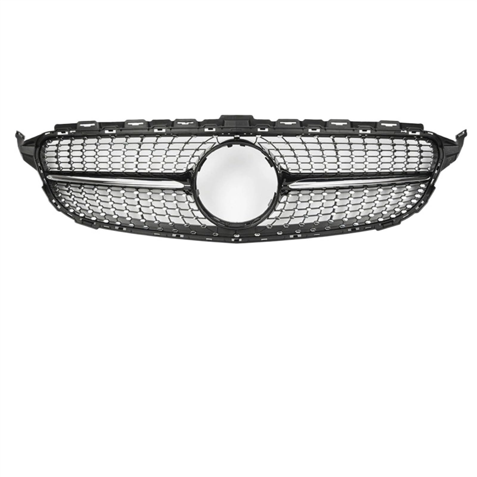 NIONGYN Auto Kühlergrill Kompatibel Mit Benz Für W205 C180 C200 C250 2014 2015 2016 2017 2018 Diamantgrill Frontgittergrill Autoteil Auto Frontstoßstangengrill(Black,NO Camera Hole) von NIONGYN